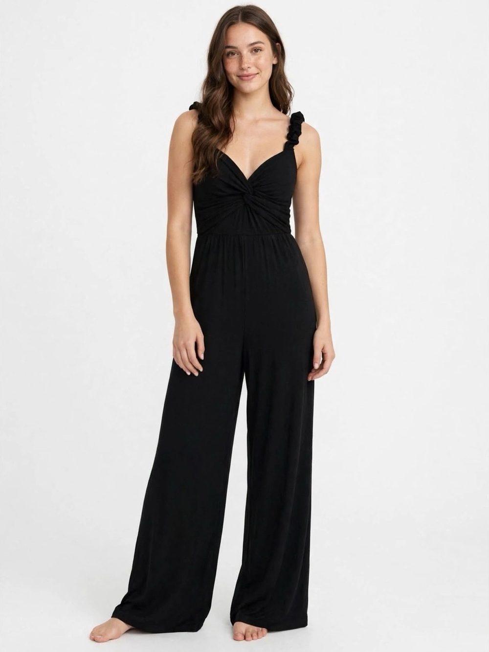 FP Movement by Free People Black Twist-Front Wide-Leg Jumpsuit